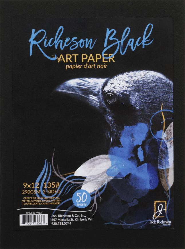 646x867 Jack Richeson Black Watercolor Paper, 135 Lb, 9 X 12, 50 Sheets - Black Watercolor Paper