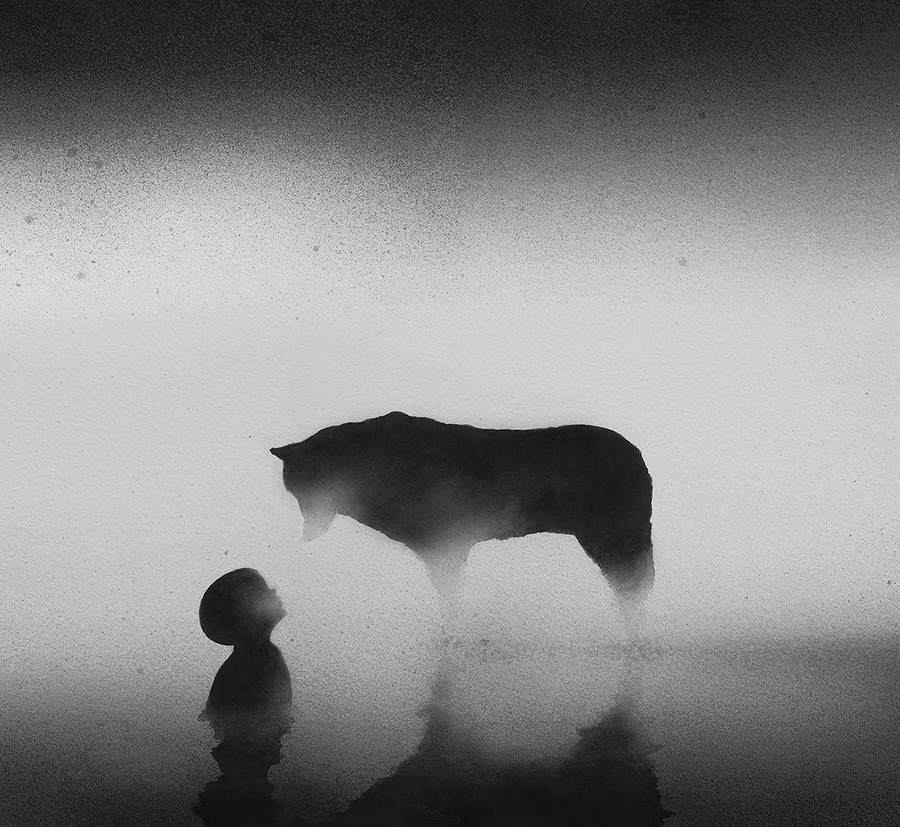 900x827 New Lyrical Black Amp White Watercolor Illustrations By Elicia - Black White Watercolor