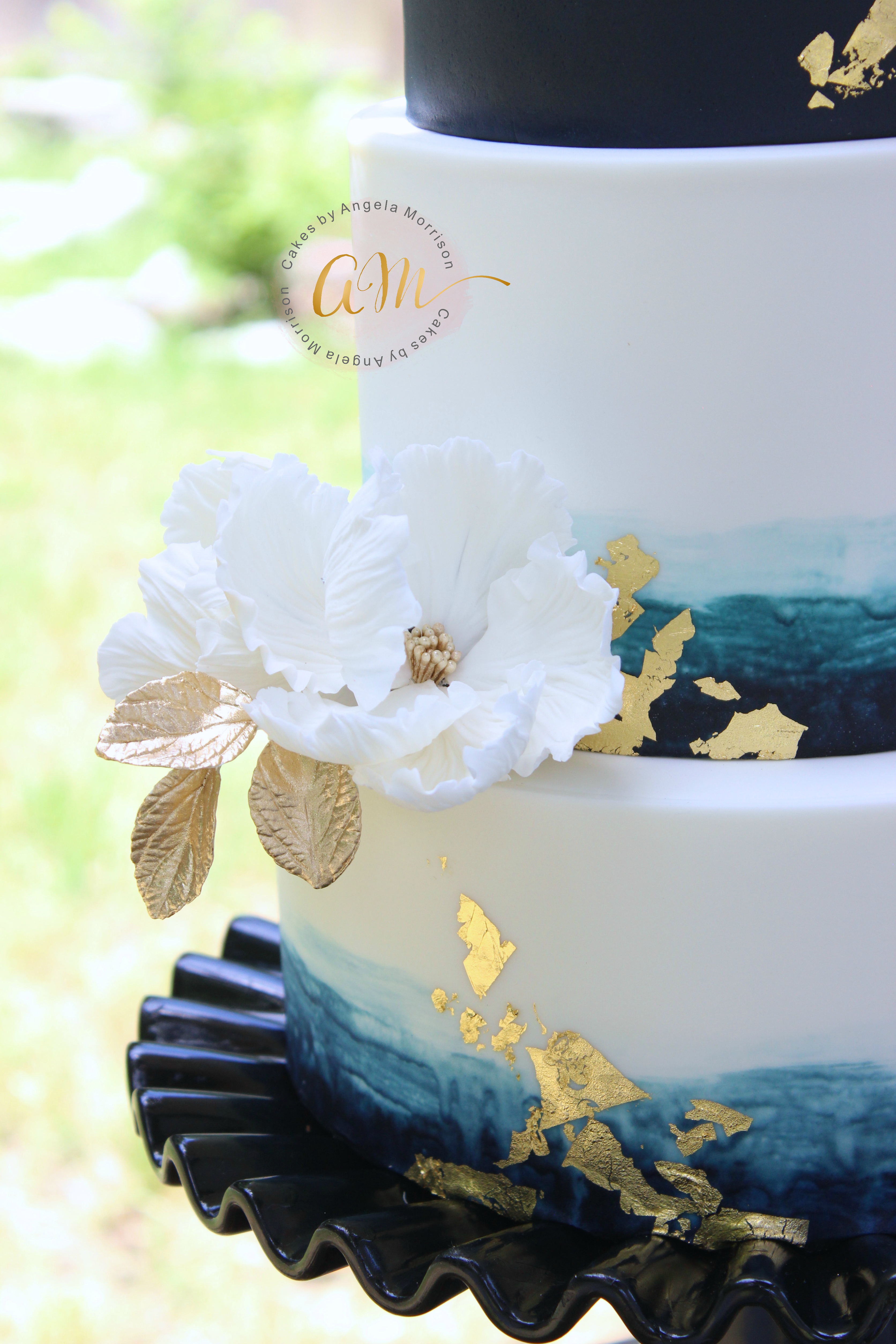 3344x5016 Blue And Gold Watercolor Cakes By Angela Morrison - Blue And Gold Watercolor