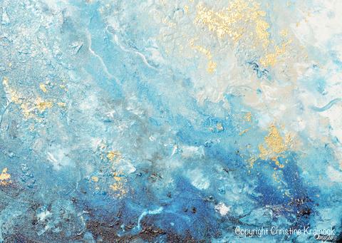 480x341 Custom For Barbara Original Art Modern Blue Abstract Painting - Blue And Gold Watercolor