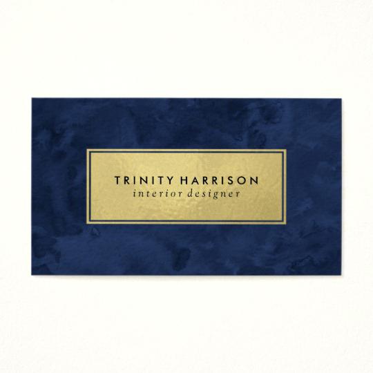 540x540 Chic Modern Watercolor Navy Blue And Gold Business Card Cards - Blue And Gold Watercolor