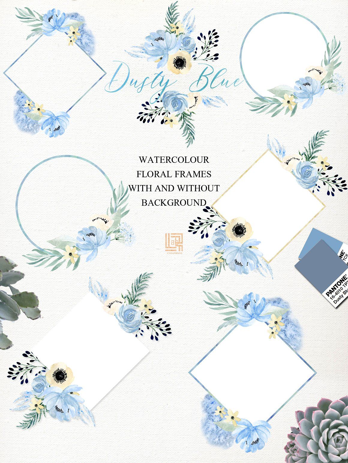 1160x1544 Dusty Blue Gold. Watercolor Clipart. - Blue And Gold Watercolor