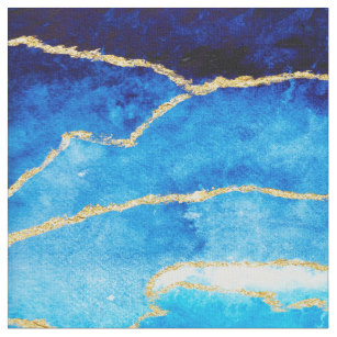 307x307 Navy Blue Gold Fabric Zazzle.ca - Blue And Gold Watercolor
