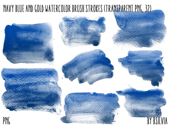 570x428 Navy Blue Gold Watercolor Clip Art Transparent Png Gold Clip Etsy - Blue And Gold Watercolor