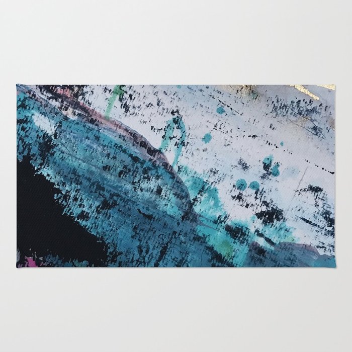 700x700 Twilight [2] A Beautiful, Abstract Watercolor + Mixed Media Piece - Blue And Gold Watercolor