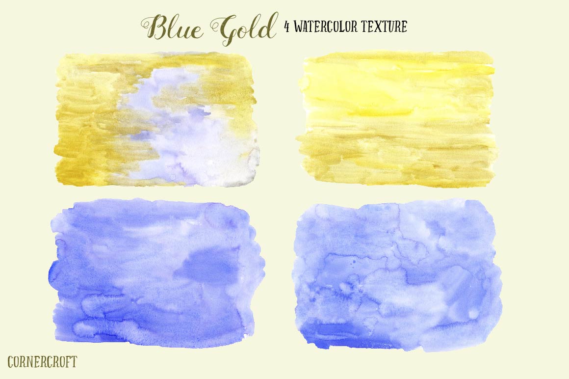 1160x772 Watercolor Clipart Blue Gold By Cornercroft - Blue And Gold Watercolor