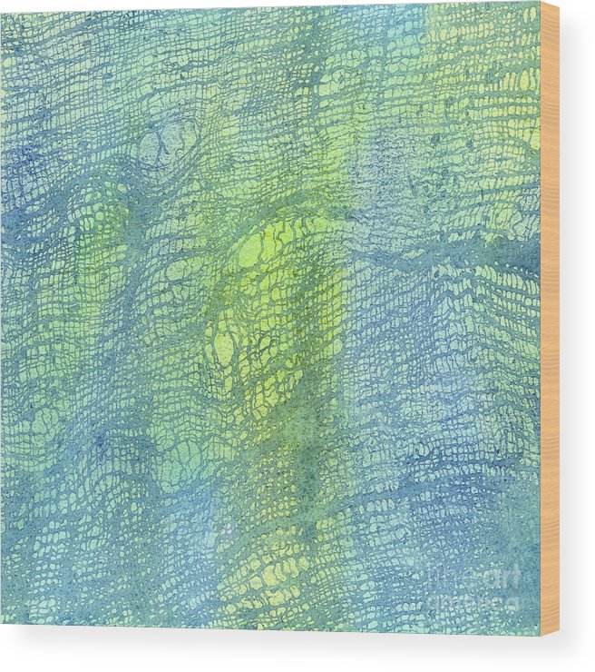 656x740 Woven Watercolor Texture Design Blue Gold Square 2 Wood Print By - Blue And Gold Watercolor