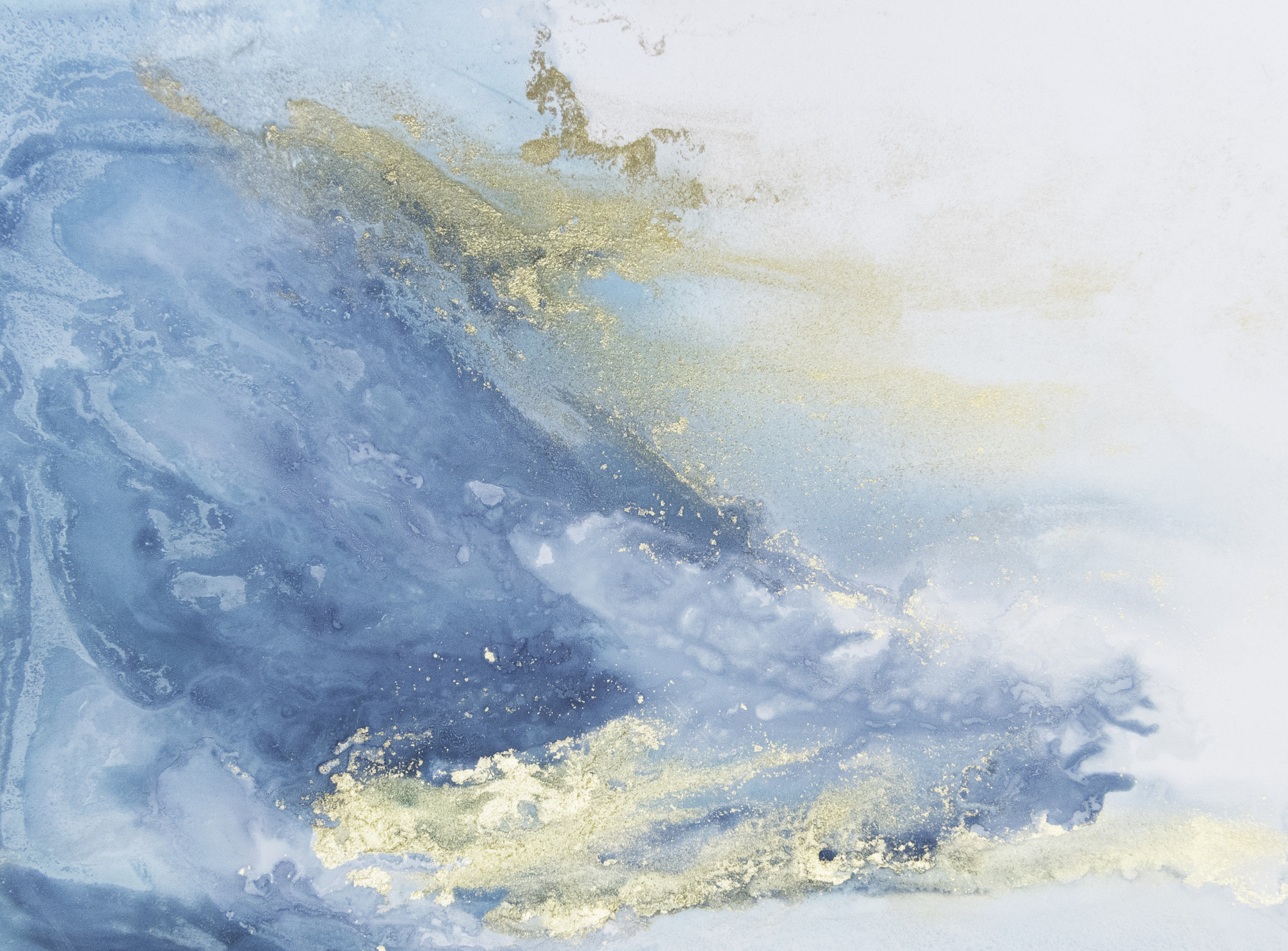 3000x2216 Blue Gold Painting Canvas Print Floater Frame Etsy - Blue And Gold Watercolor