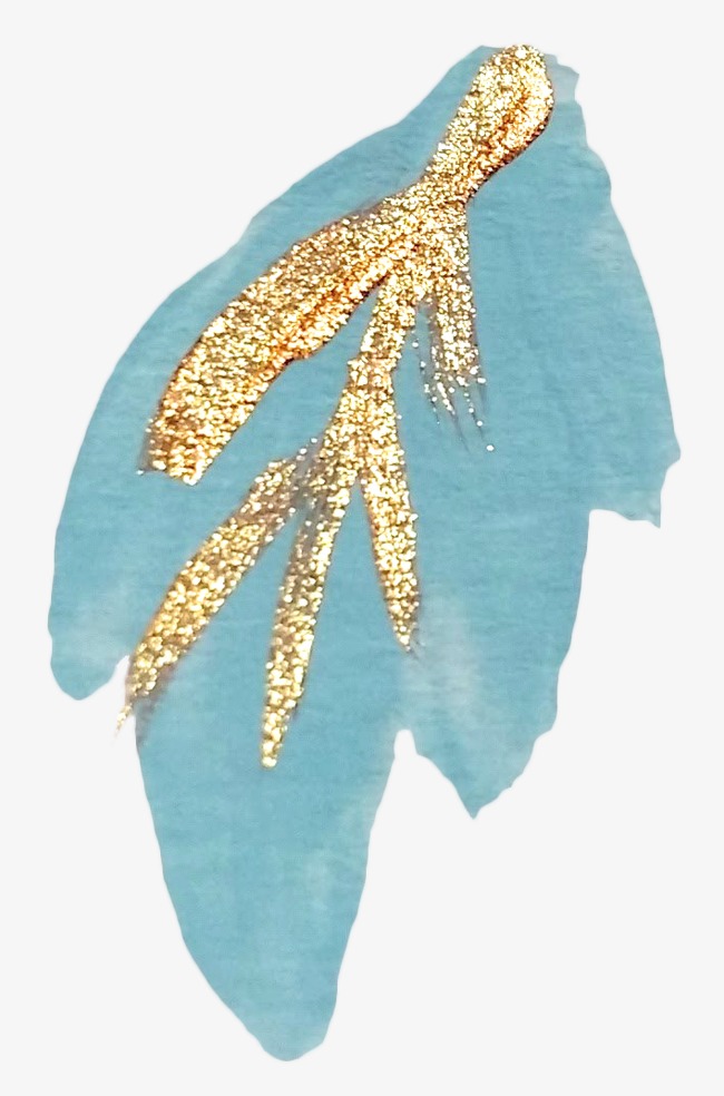 650x984 Blue Leaves, Leaf, Leaves, Gold Mixed Watercolor Png Image And - Blue And Gold Watercolor