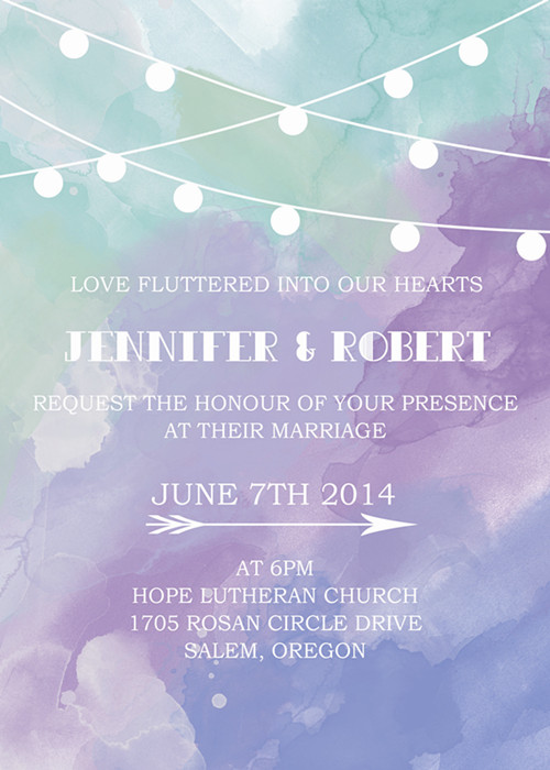 500x700 Inexpensive Purple Teal Watercolor Pocket Wedding Invitation Kits - Blue And Purple Watercolor