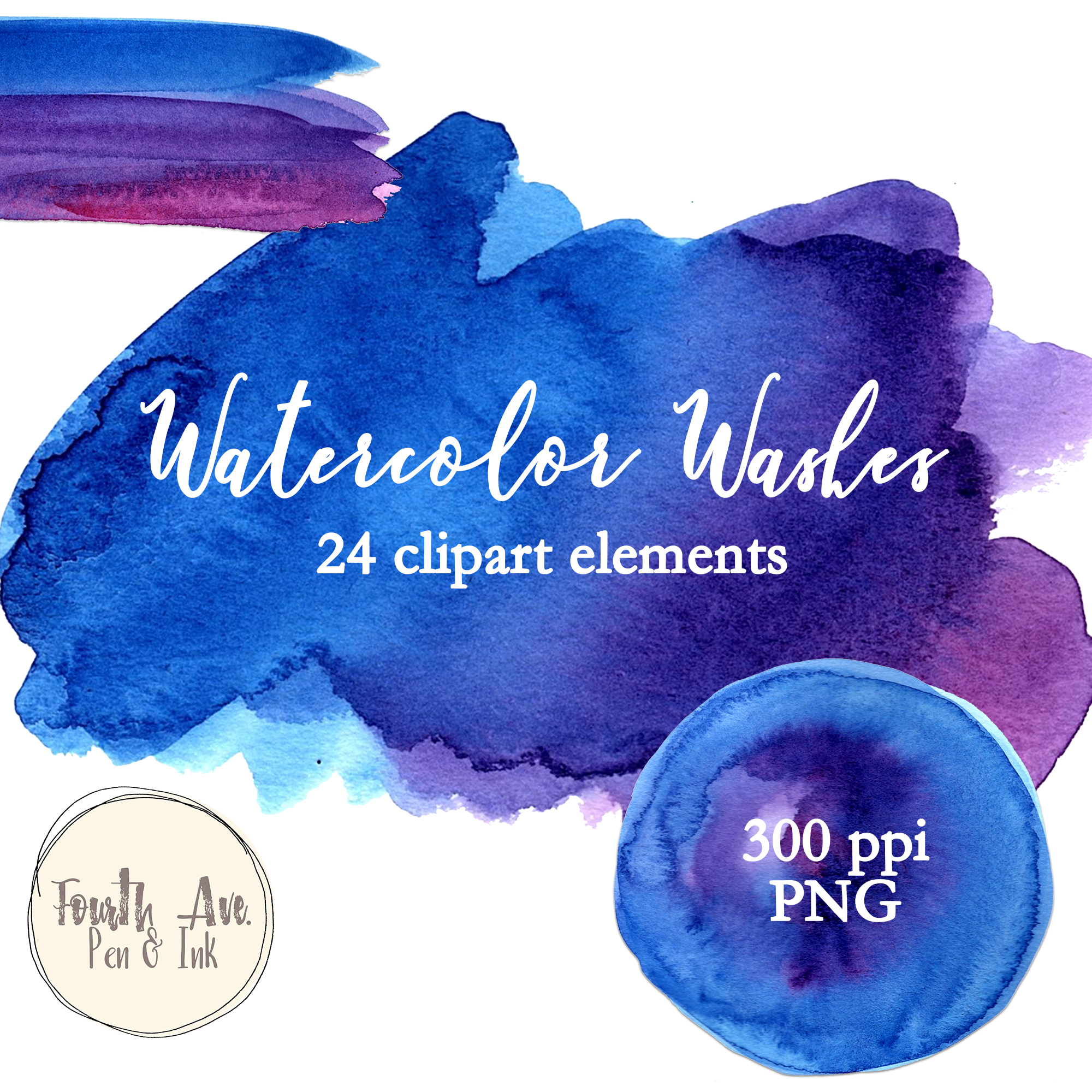 2000x2000 Blue, Purple And Pink Watercolor Textures, Watercolor Washes - Blue And Purple Watercolor