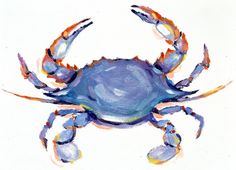 236x170 Blue Crab Watercolor Temporary Tattoo Beach Tattoo Crab Tattoo - Blue Crab Watercolor