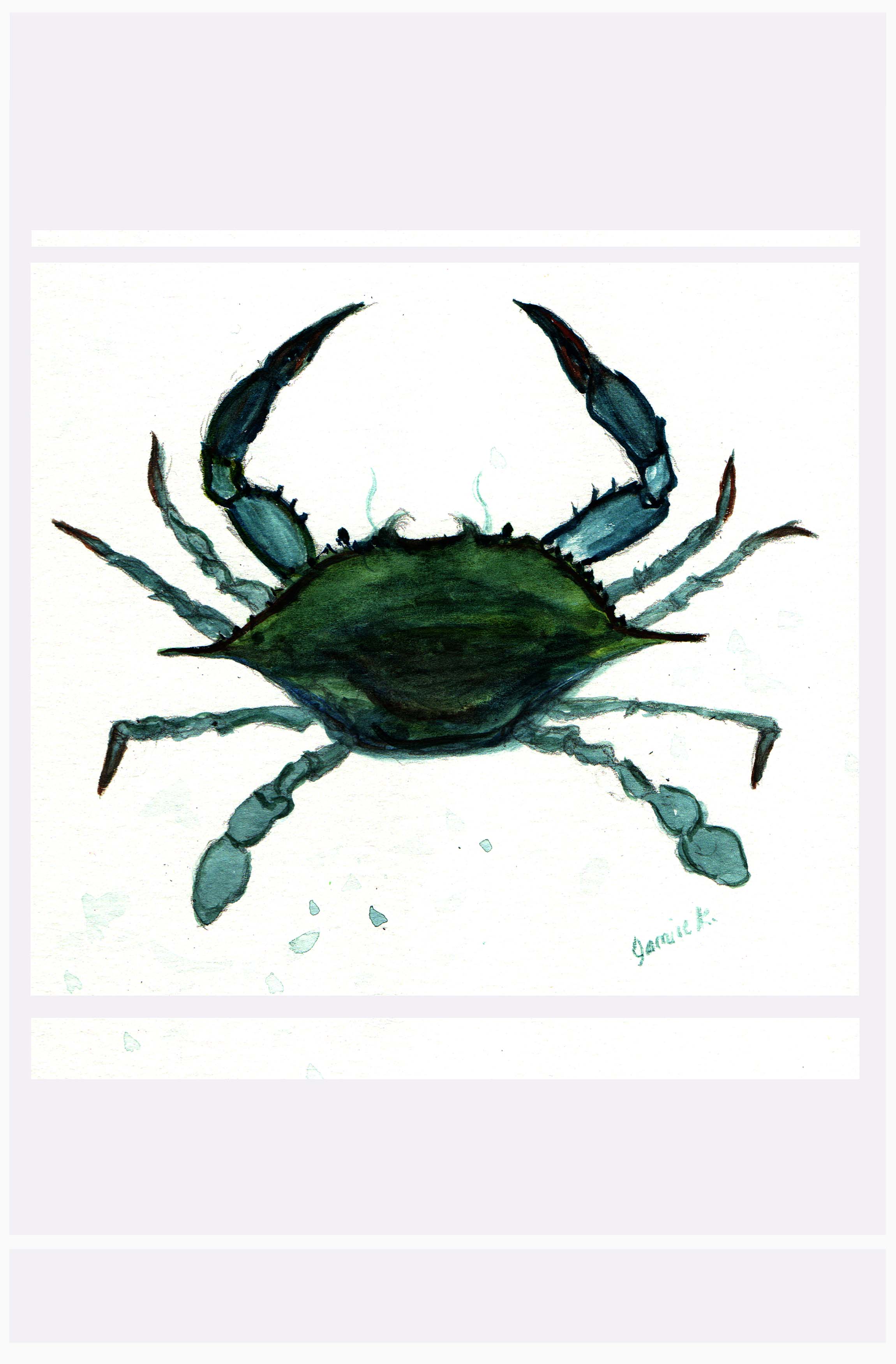 2300x3500 Maryland Blue Crab Watercolor Janice Knauss Art - Blue Crab Watercolor