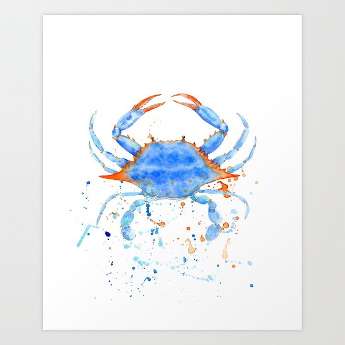 700x700 Watercolor Blue Crab Paint Splatter Art Print By Chengjing Society6 - Blue Crab Watercolor