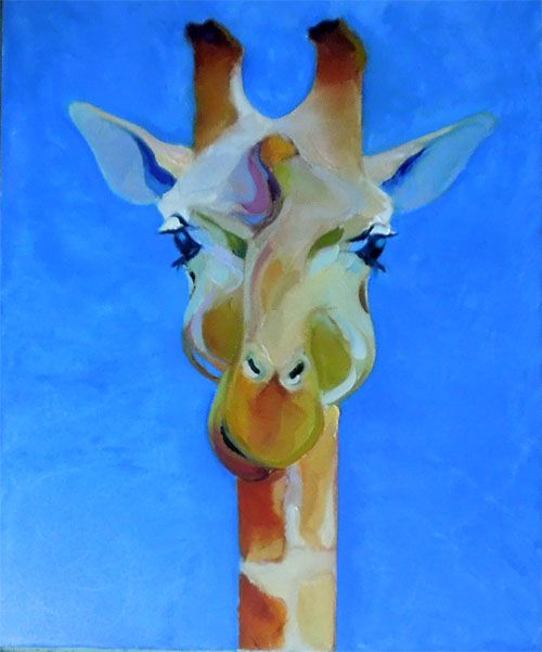 500x601 Bob Ransley Blue Giraffe - Blue Giraffe Watercolor