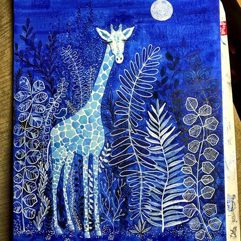 480x480 Images About - Blue Giraffe Watercolor