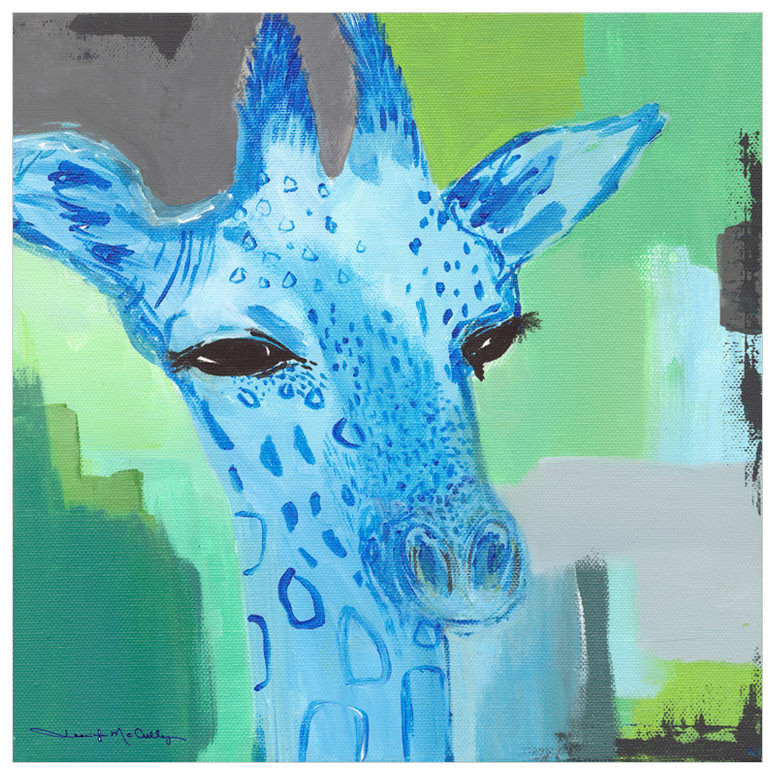 775x775 True Blue Giraffe, Jungle Amp Safari Canvas Wall Art Oopsy Daisy - Blue Giraffe Watercolor
