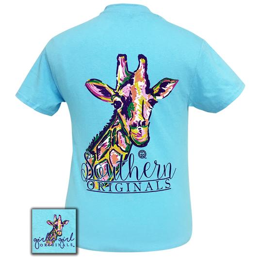 530x530 Watercolor Giraffe 2 Sky Blue Short Sleeve Girliegirloriginals - Blue Giraffe Watercolor