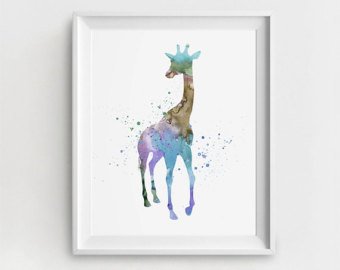 340x270 Blue Giraffe Etsy - Blue Giraffe Watercolor
