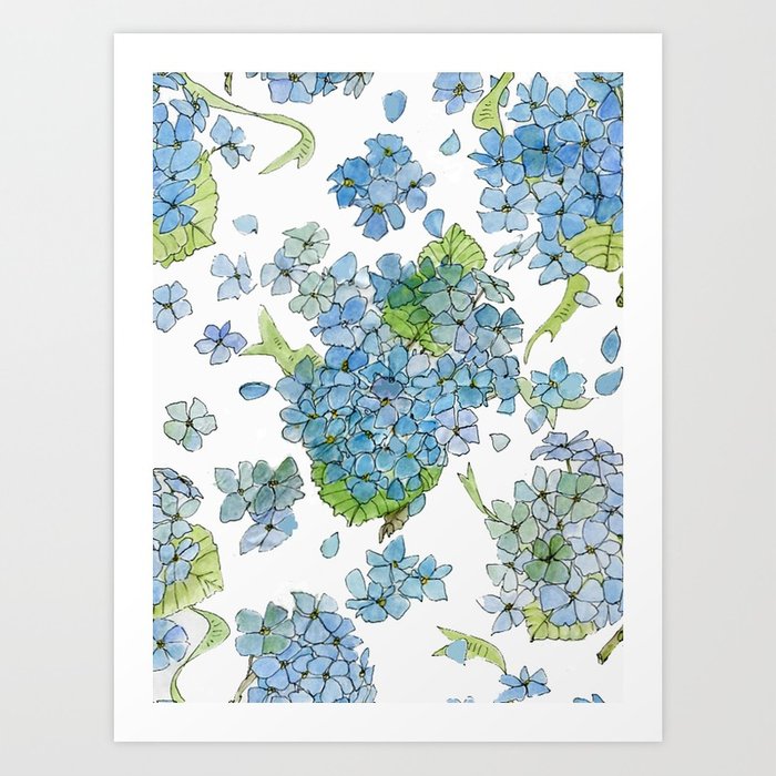 700x700 Blue Hydrangea Watercolor Art Print By Betweentheweeds Society6 - Blue Hydrangea Watercolor