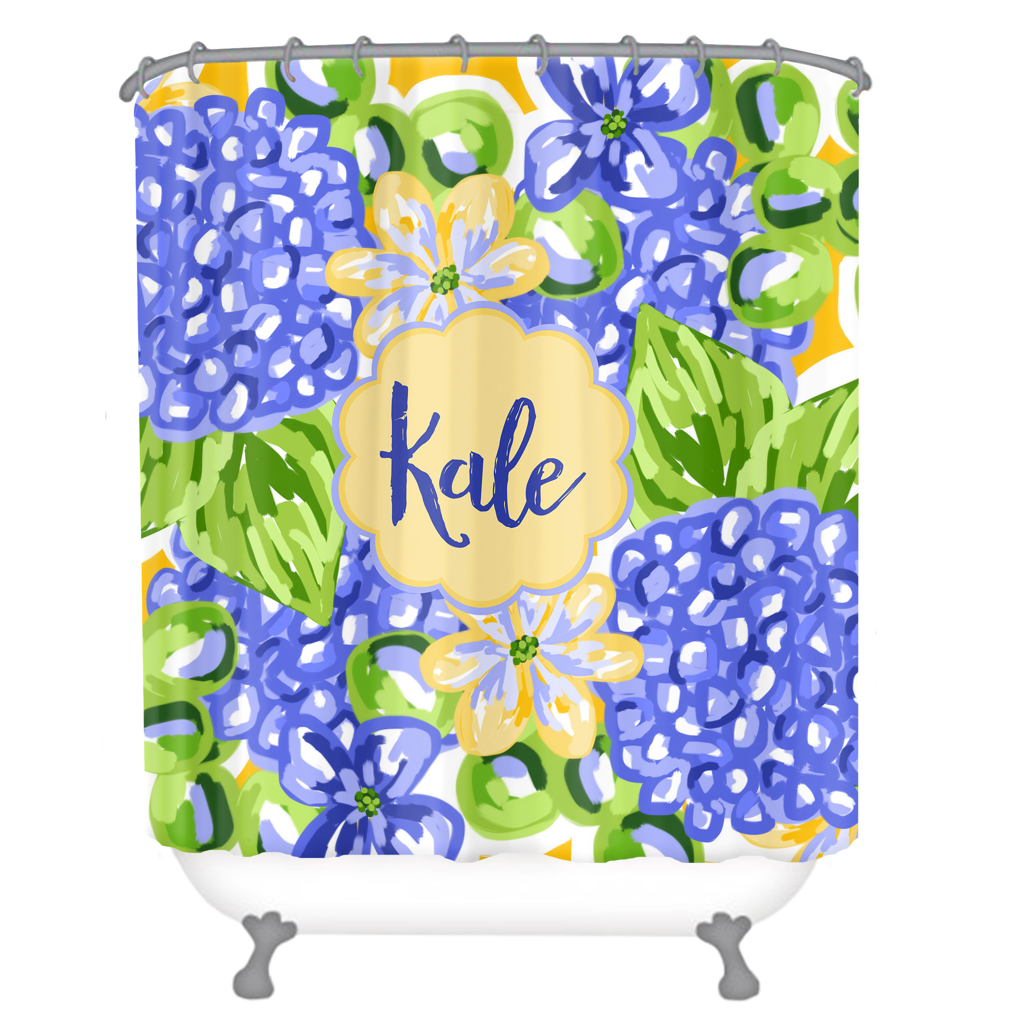 2000x2000 Blue Hydrangea Watercolor Personalized Shower Curtain Preppy - Blue Hydrangea Watercolor