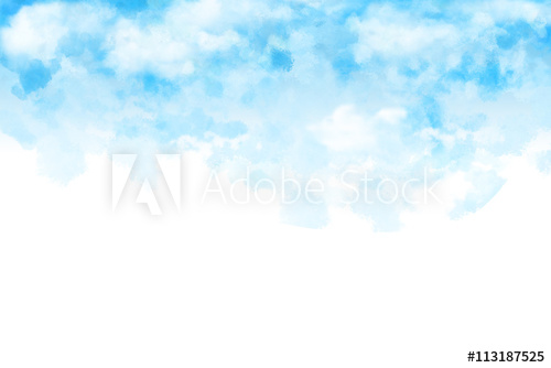500x334 Watercolor Style Digital Artwork The White Cloud And Blue Sky - Blue Sky Watercolor