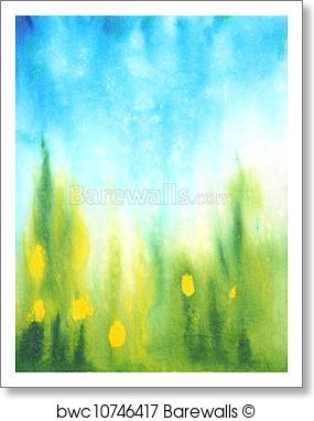 285x382 Art Print Of Abstract Hand Drawn Watercolor Background Blue Sky - Blue Sky Watercolor