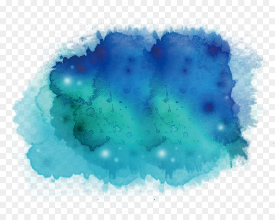 900x720 Ink Wash Painting Watercolor Painting Blue Teal Illustration - Blue Watercolor