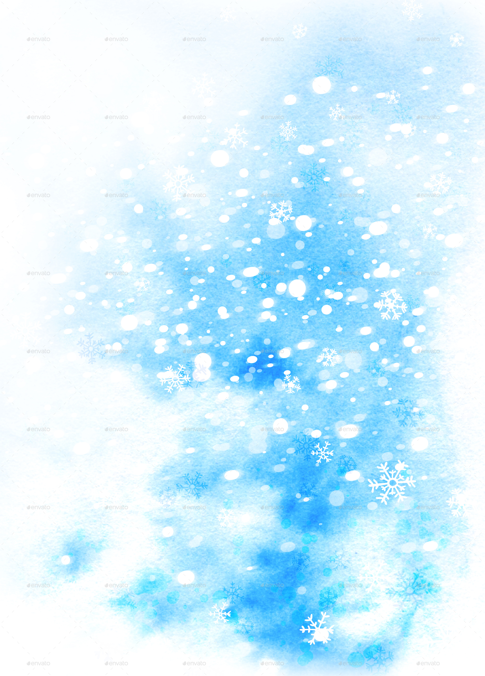 1867x2599 Blue Christmas Watercolor Backgrounds Set With Snowflakes By Pandochka - Blue Watercolor