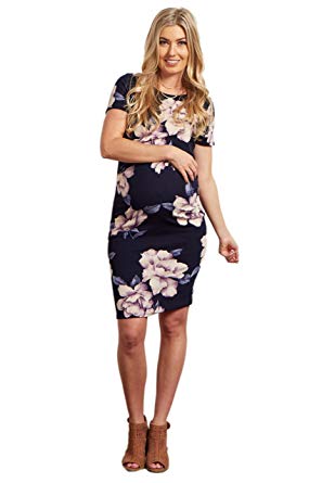 297x445 Pinkblush Maternity Navy Blue Watercolor Floral Fitted Maternity - Blue Watercolor Dress