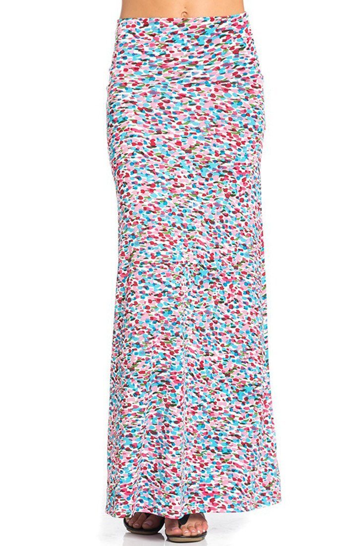 733x1100 Pinklue Watercolor Impression Printed Maxi Skirt - Blue Watercolor Dress