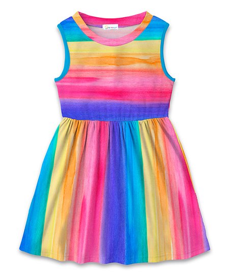 452x543 Sunshine Swing Pink Amp Blue Watercolor Stripe Empire Waist Dress - Blue Watercolor Dress