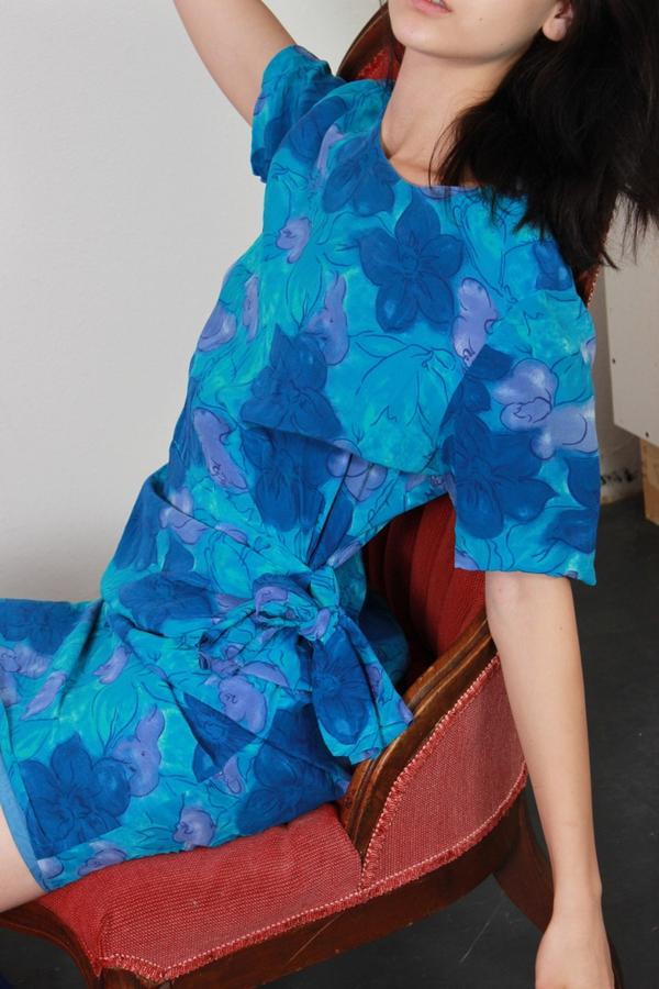 600x900 Blue Watercolor Side Tie Dress M Red Luck Online - Blue Watercolor Dress
