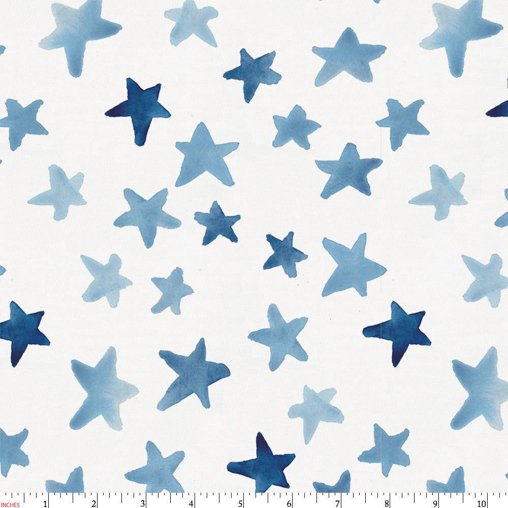 1000x1000 Blue Watercolor Stars Fabric By The Yard Blue Fabric Carousel - Blue Watercolor Fabric