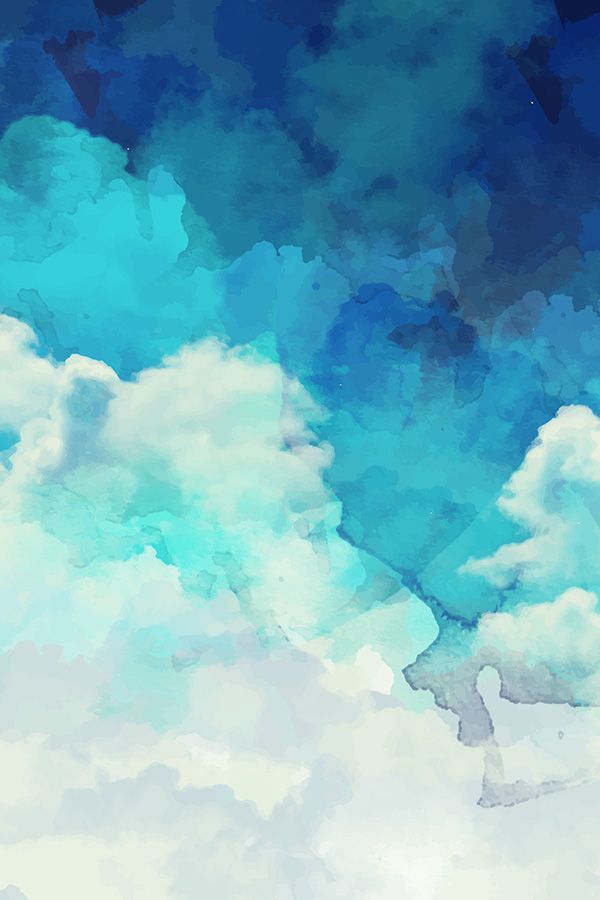 600x900 Blue And White Watercolor Clouds By Khaus. Available In Fabric - Blue Watercolor Fabric