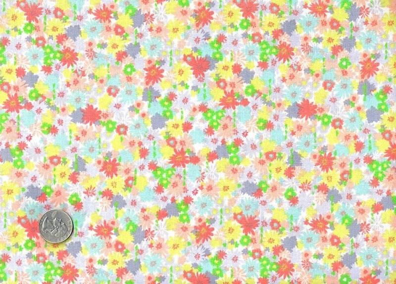800x574 Cotton Quilt Fabric Sweet Tea Watercolor Floral Pink Blue Yellow - Blue Watercolor Fabric