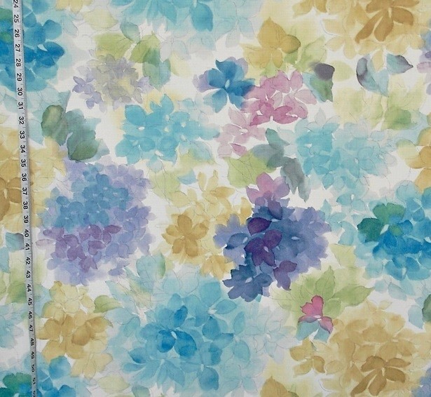 615x566 Watercolor Fabric Floral Blue Turquoise Aqua - Blue Watercolor Fabric
