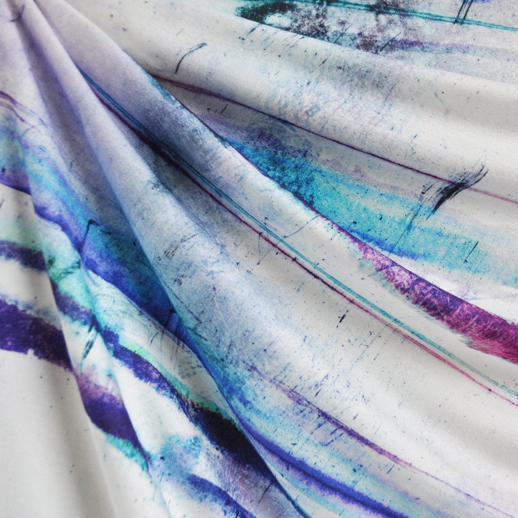 1024x1024 Watercolor Stripe Jersey Knit Purpleaqua Style Maker Fabrics - Blue Watercolor Fabric