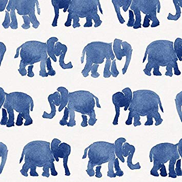355x355 Carousel Designs Blue Watercolor Elephants Fabric By - Blue Watercolor Fabric