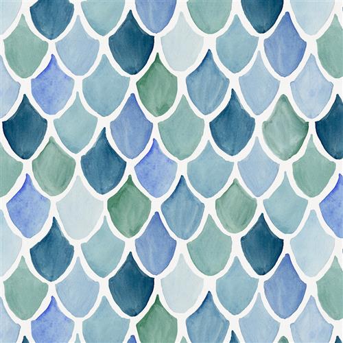 500x500 Blue Watercolor Scales Throw Pillow Carousel Designs - Blue Watercolor Fabric