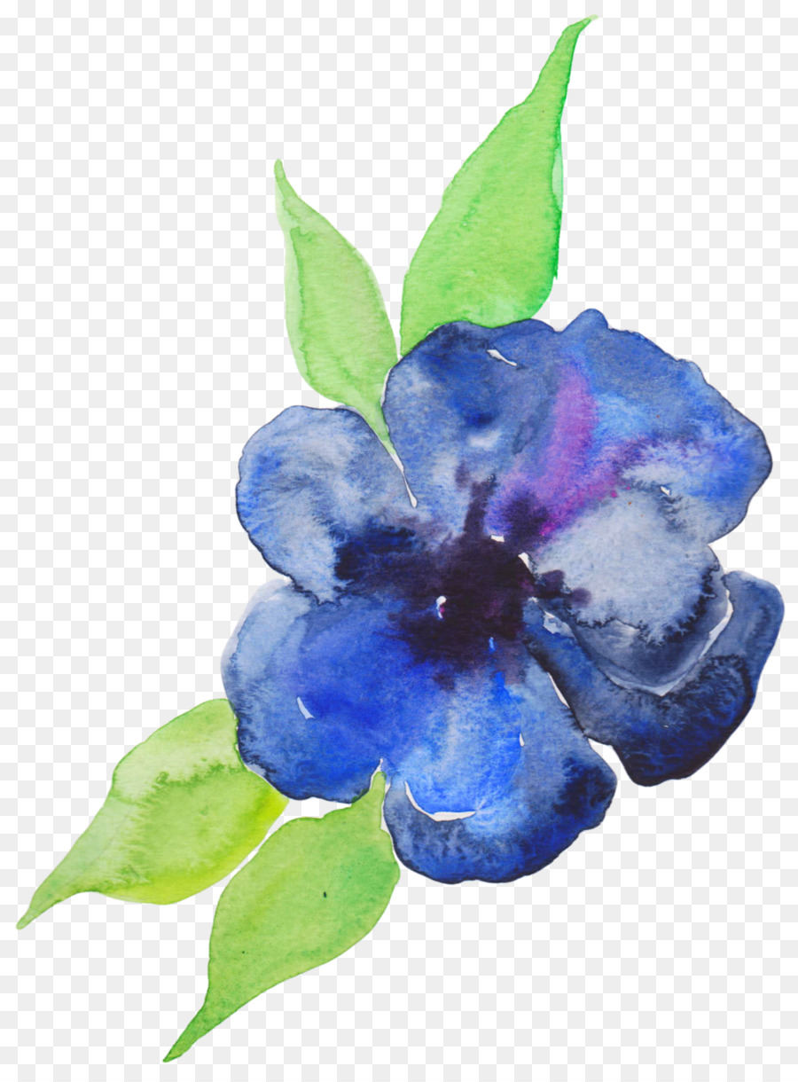 900x1220 Blue Watercolor Painting Flower Violet Purple - Blue Watercolor Flowers