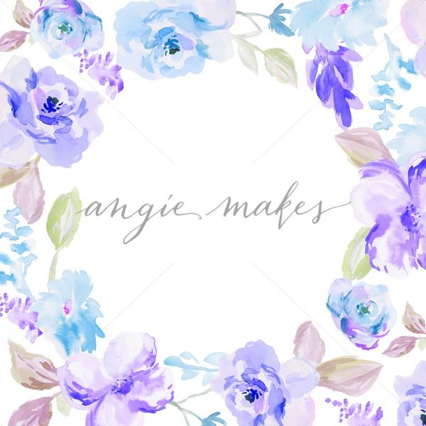 600x600 Blue Watercolor Flowers Frame - Blue Watercolor Flowers