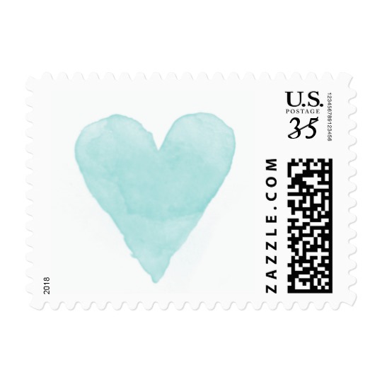 540x540 Turquoise Blue Watercolor Heart Wedding Stamps - Blue Watercolor Heart