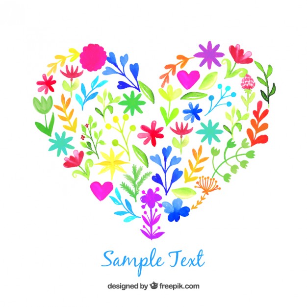 626x626 Watercolor Heart Made Of Flowers Vector Free Download - Blue Watercolor Heart