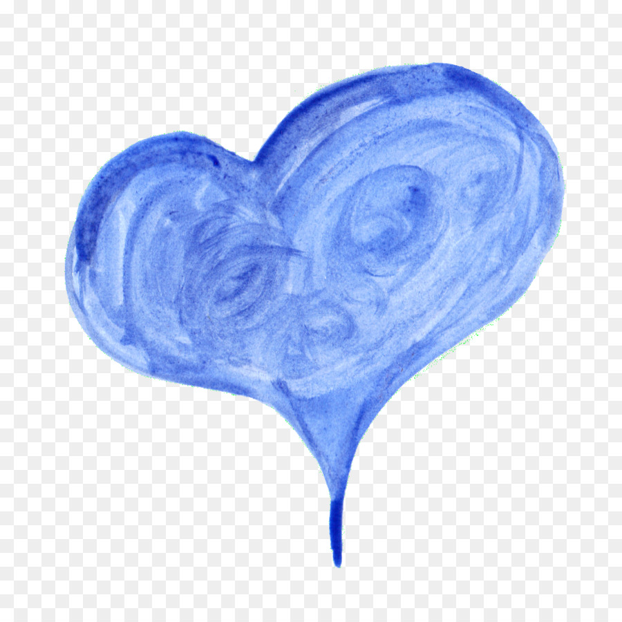 900x900 Watercolor Painting Blue - Blue Watercolor Heart