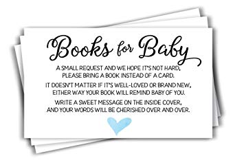 355x243 Blue Watercolor Heart Baby Shower Book Insert Request - Blue Watercolor Heart