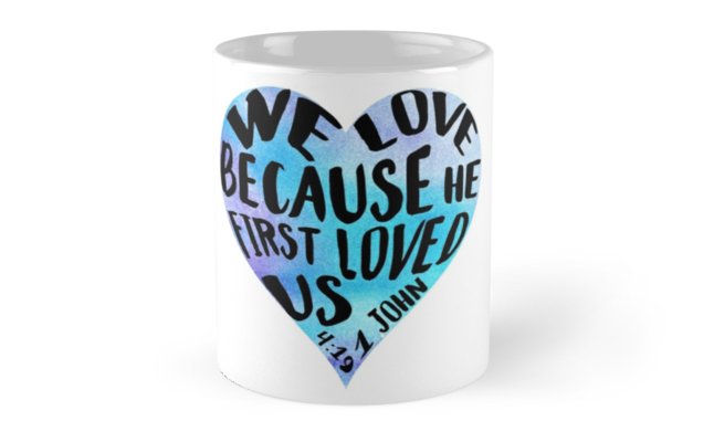 646x400 Bible Verse 1 John 419 We Love Because He First Loved Us Blue - Blue Watercolor Heart
