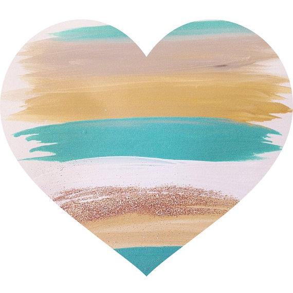 570x570 Blue Watercolor Brushstrokes Heart Print - Blue Watercolor Heart