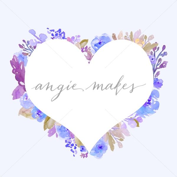 600x600 Blue Watercolor Flower Heart Background - Blue Watercolor Heart