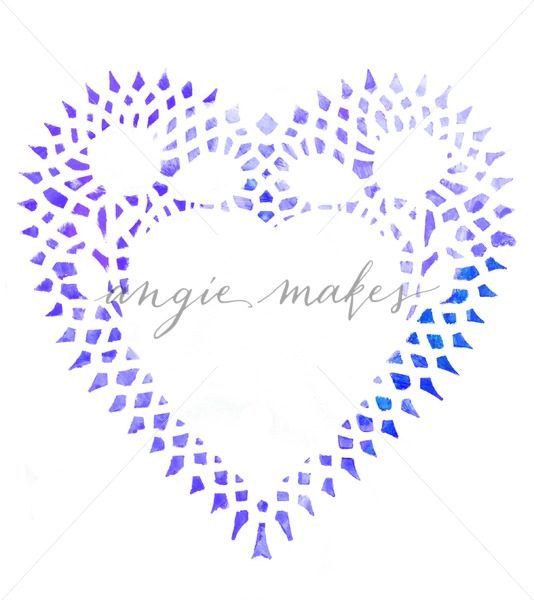 534x600 Blue Watercolor Heart Doily Background - Blue Watercolor Heart